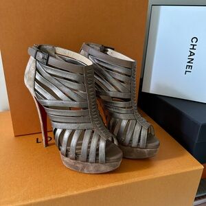 Christian Louboutin Brown High-Heeled Sandal Booties 5.5 Inch heel